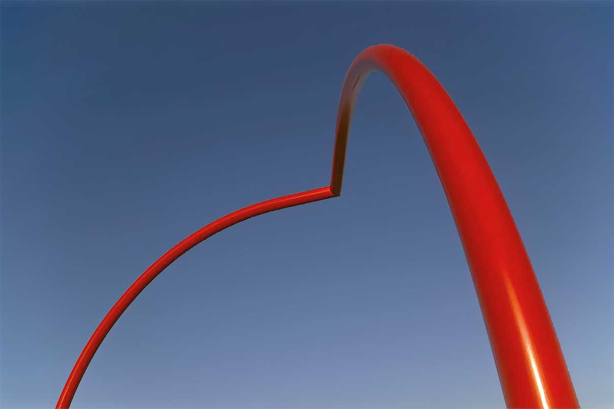 The quarter-arcs of Gaia form an open gateway, directing movement toward the landscape beyond.