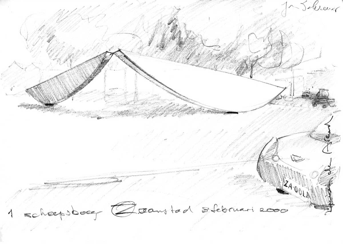 Alternative proposal for Prins Bernhard roundabout: the ship's bow configuration using two circular steel segments.