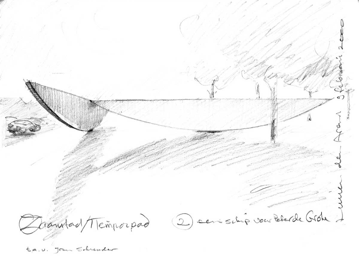 Alternative proposal: T-construction with horizontal chords forming a monumental gateway for Prins Bernhard roundabout.