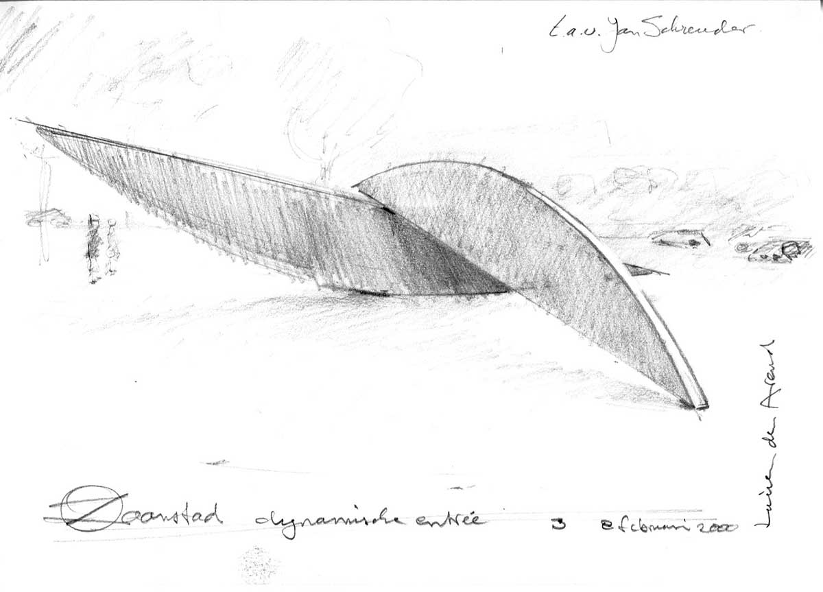 Alternative proposal: dynamic asymmetrical composition for the entrance roundabout in Zaanstad.